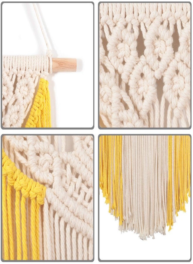 RLoncomix Macrame Wall Hanging Art Woven Wall Decor Cotton Bohemian Chic Macrame Tapestry for Bedroom Livingroom Apartment Dorm Nursery Gallery Decoration, Yellow, 14" Wx24 L - Image 3